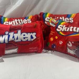 Twizzlers Plush and Skittles Candy Toy 13" Wide Includes 4 Plush Twists Pillow